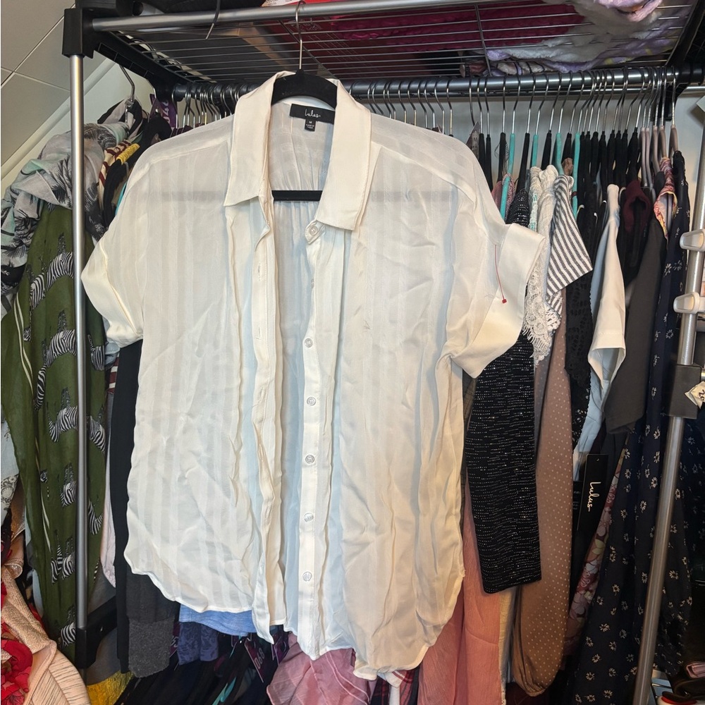 Lulu's Sheet White Button-Up Blouse - image 1